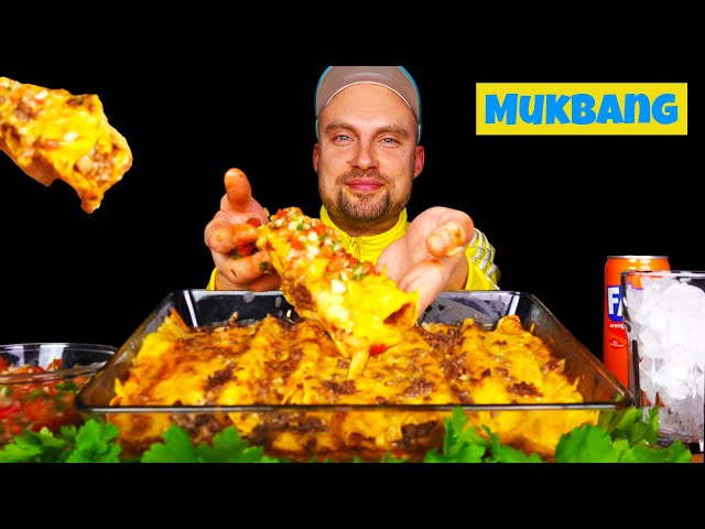 Eating CHEESIEST Beef Enchiladas 🇲🇽🧀 ASMR Mukbang!