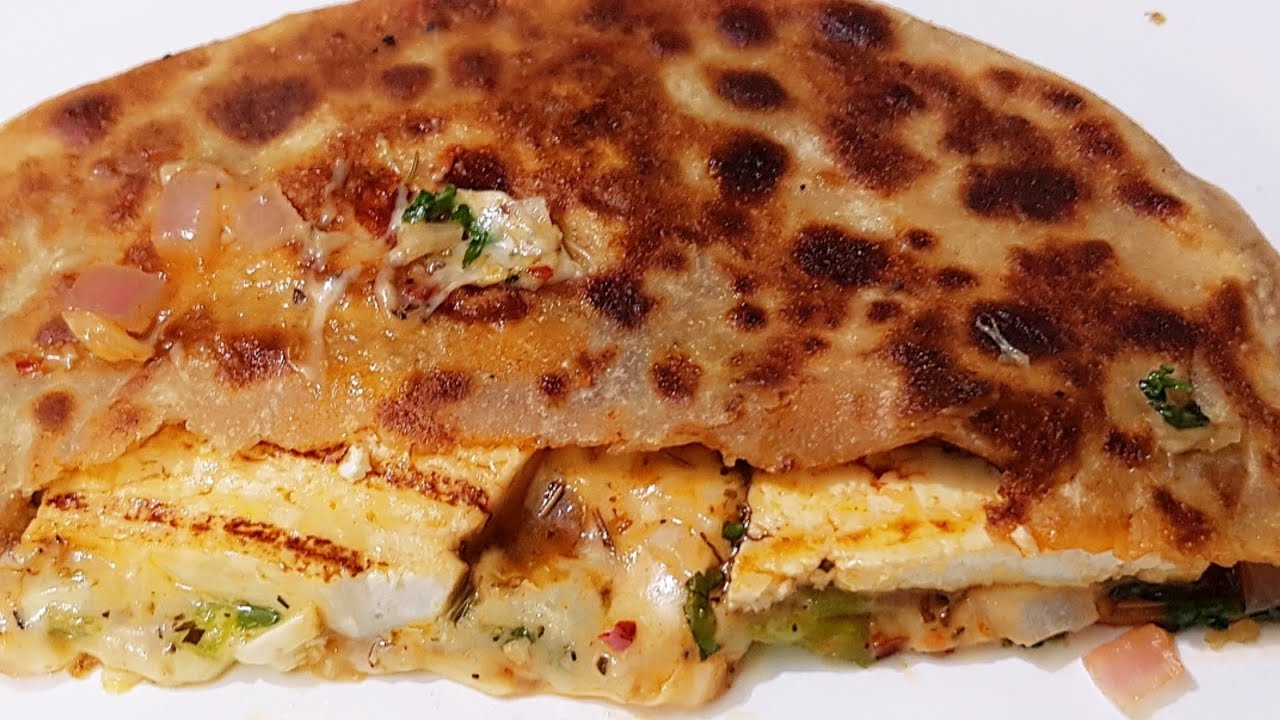 Grilled Paneer & Cheese Parantha नई तरह का पनीर और चीज़ का परांठा