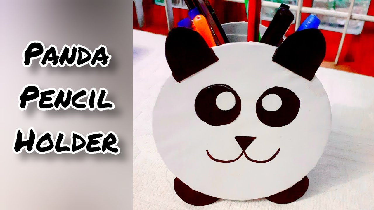 Pencil Holder Panda -Cardboard Storage |DIY Recycled CD craft -Pen Stand Ideas