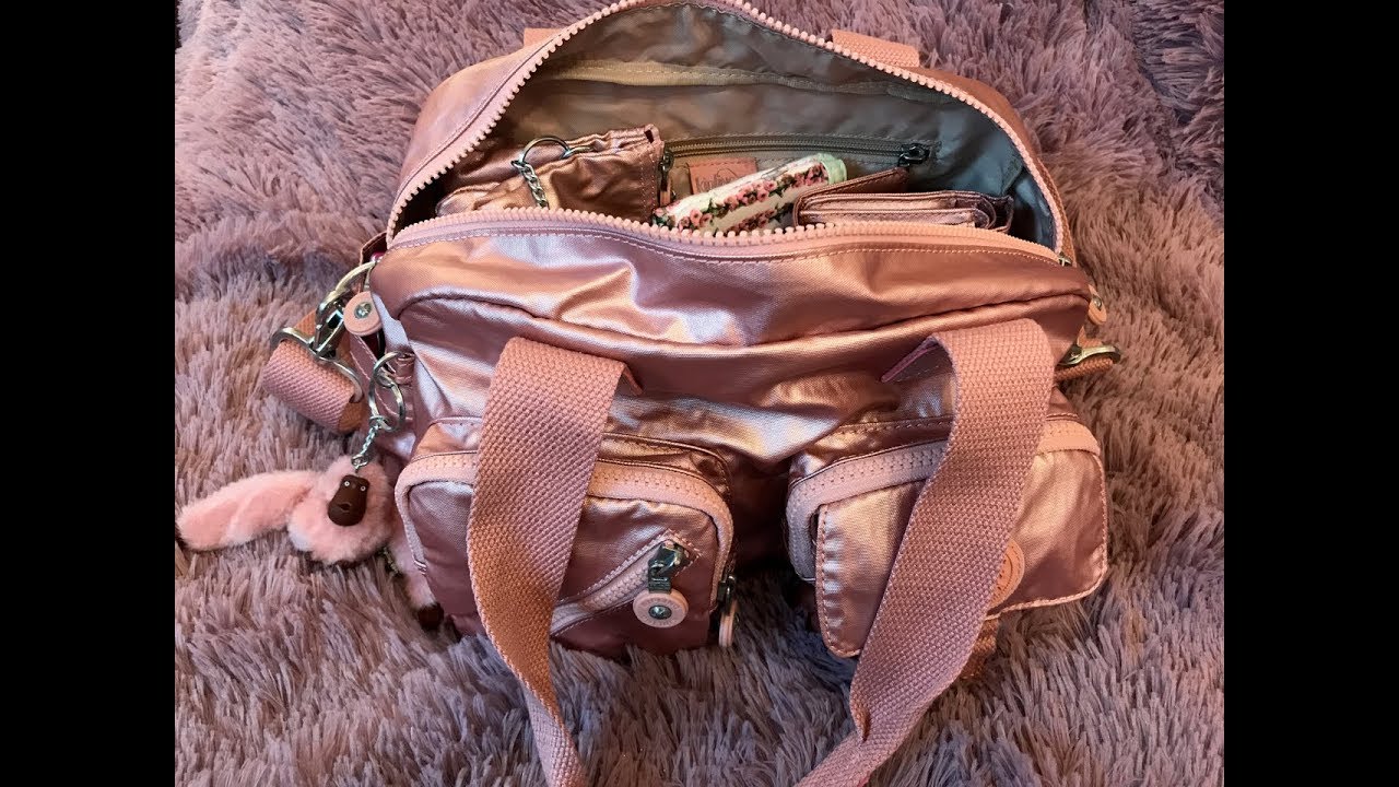 Requested What's in my Kipling Defea Icy Rose Metallic Bag Satchel - YouTube