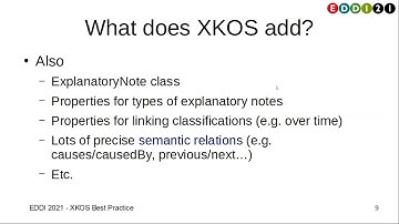 EDDI2021: Interoperability 1: Best practice for publishing classifications as linked data with XKOS