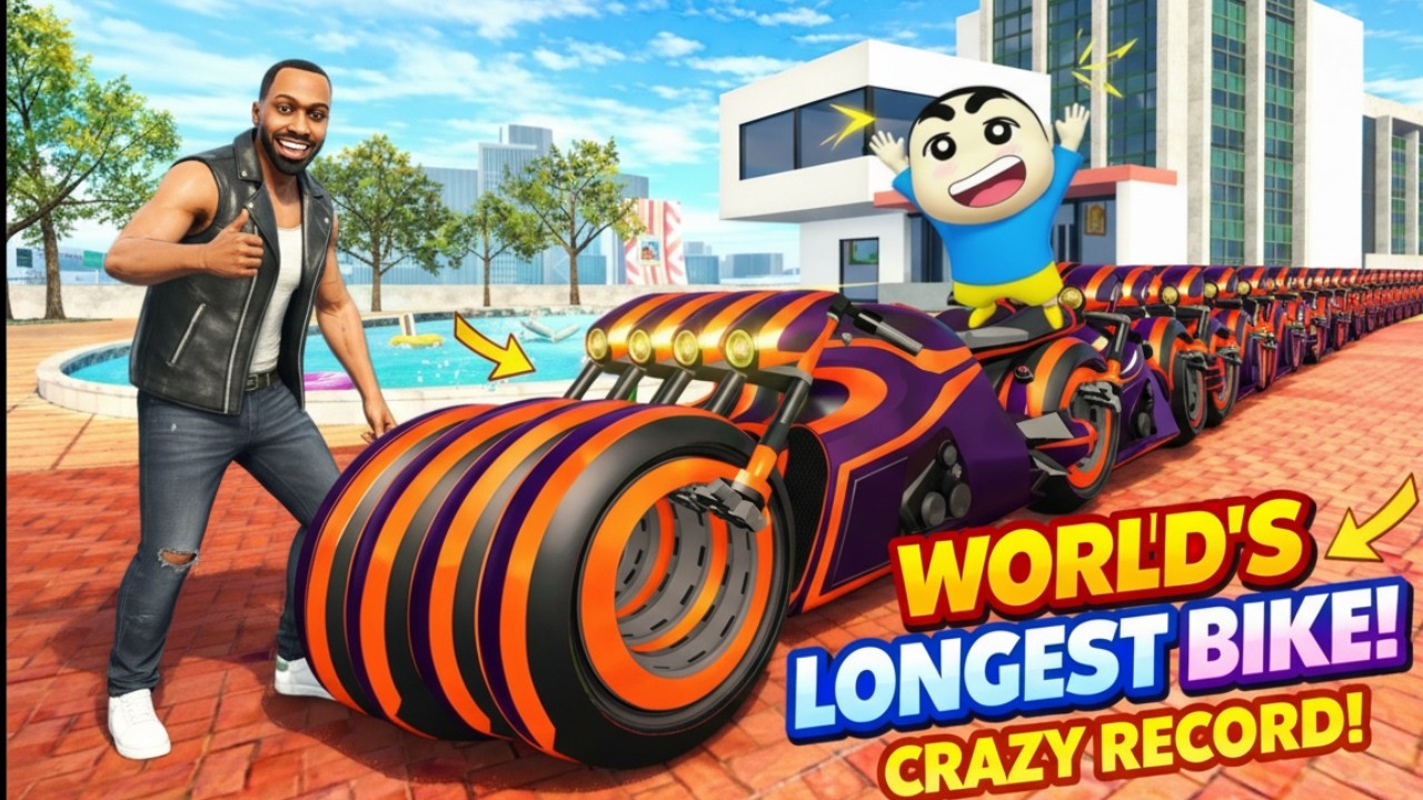 Franklin Can Win ? World's LONGEST BIKE in Indian Bike Driving 3D