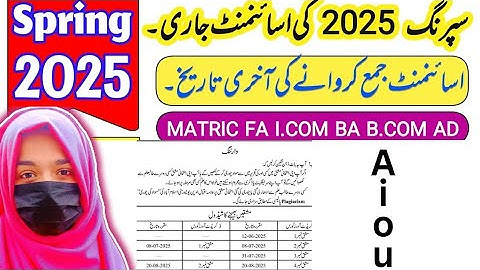 Aiou Assignment Spring 2025 Last Date / Matric FA ICom / What is 6 Credit Hour & 3 Credit Hours