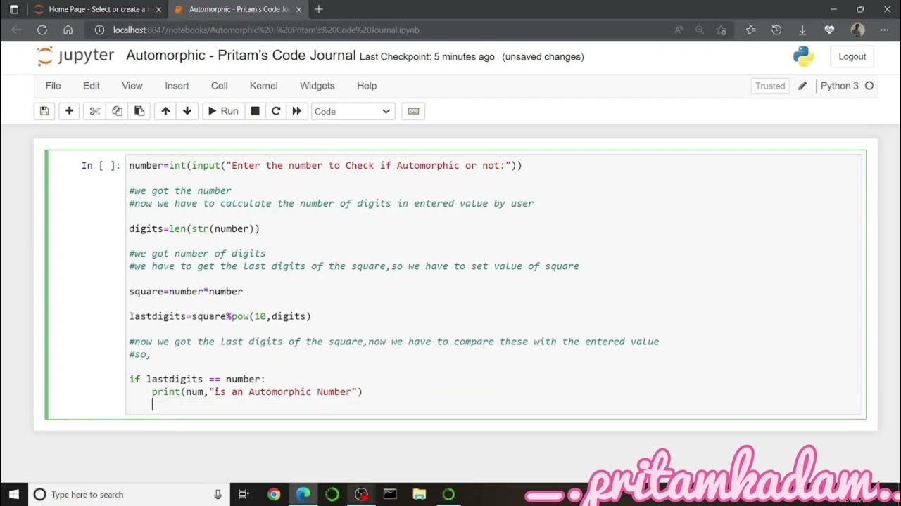 Python Source code to Check for Automorphic Number - YouTube
