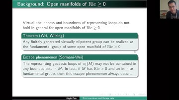 Jiayin Pan - Nonnegative Ricci curvature, escape rate, and virtual abelianness