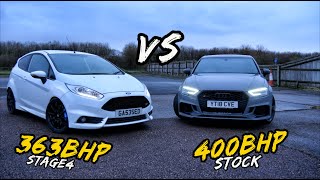 RACING THE BIG TURBO FIESTA ST AGAINST A STOCK RS3 PLUS MORE!!