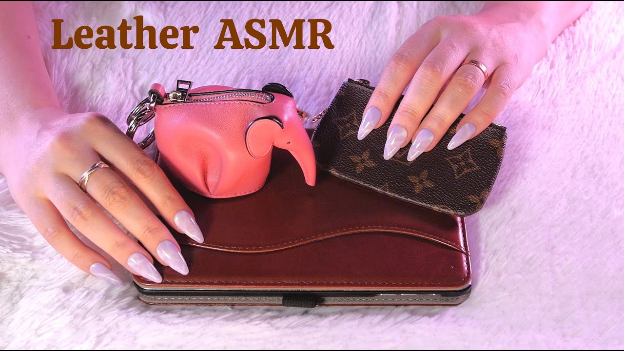 🎧ASMR Gentle Scratchy Tapping on Leather Items / NO TALKING