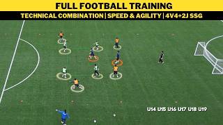 FULL FOOTBALL TRAINING | Technical Combination | Speed & Agility | 4v4+2J SSG | U14 - U19