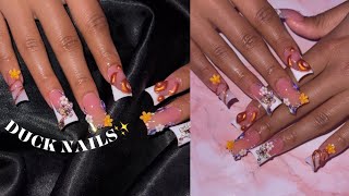 ORANGE NAILS DUCK NAILS | BEGINNER NAIL TUTORIAL