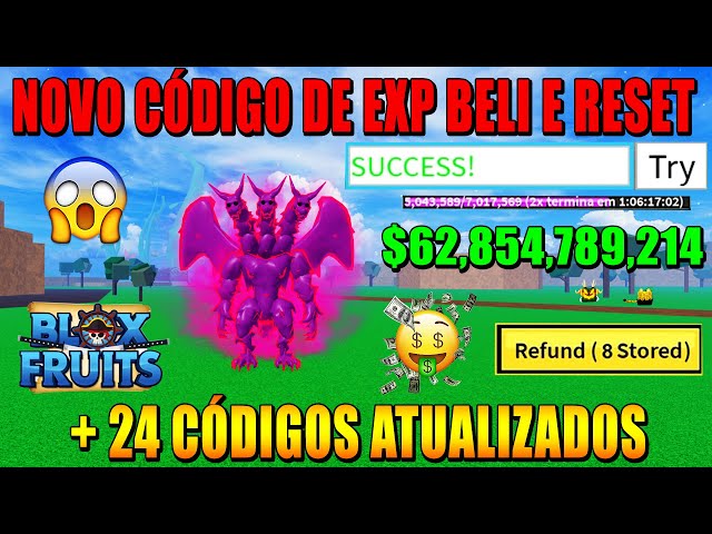 CORRE!! TODOS OS 24 CÓDIGOS SECRETOS DE FRUTAS GRÁTIS NO BLOX FRUITS  (roblox) 