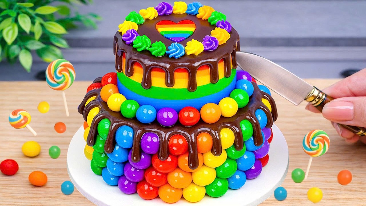 Rainbow Miniature Cake 🌈 with Chocolate Drip | Satisfying Cake Decorating