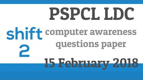 PSPCL LDC computer awareness questions paper | 15 February 2018 shift -2 | study all in one