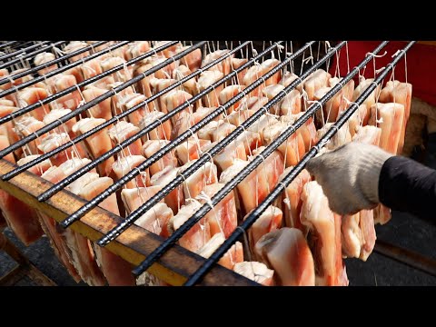 60年古法臘肉制作!! 湖南煙燻臘肉.高麗菜炒臘肉/Traditional Chinese sausage and bacon production