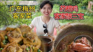 你们喜欢的鸡来了/重口味大补菜肴药根鸡/客家三宝酿豆腐，算盘子/Guangdong Meizhou Traditional Hakka Cuisine Herb Root Chicken
