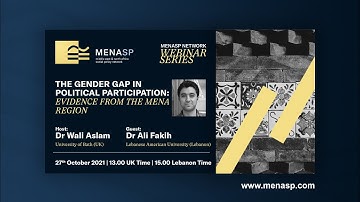 MENASP Webinar: The Gender Gap in Political Participation: Evidence from the MENA Region