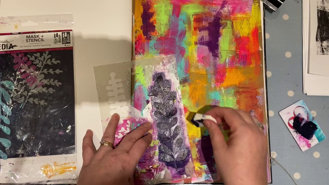 How to create a colourful background on an art journal page