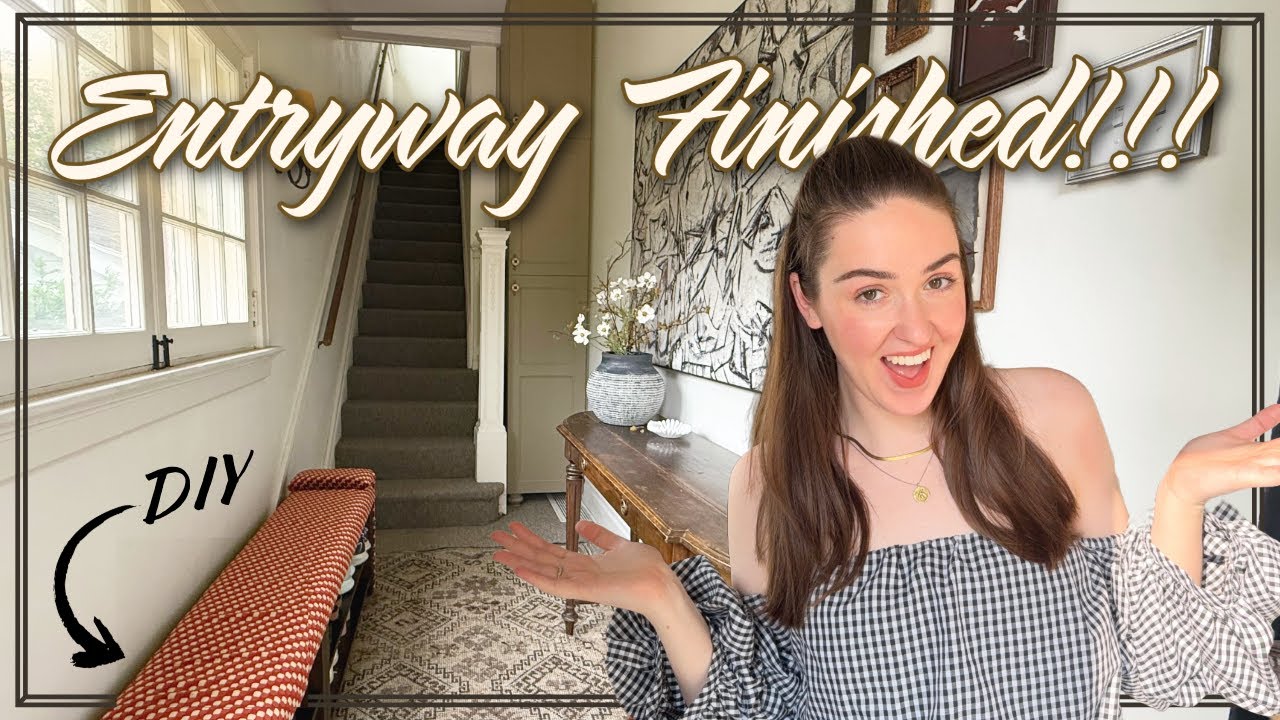 DIY ENTRYWAY MAKEOVER on a Budget | small entryway storage ideas & upholstery bench hack - ep. 6