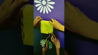 Amazing sunflower stencil wall painting design 🌻 #shorts #shortsfeed #stencilart #painting