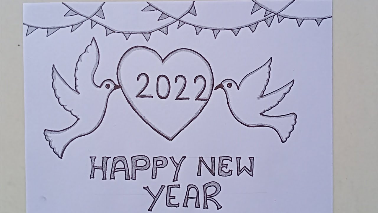 Happy New Year 2022 Drawing | How To Draw 2022 Special Drawing ...