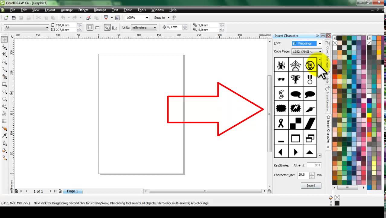 Cara Memunculkan Menu Insert Symbol Character Di Corel Draw