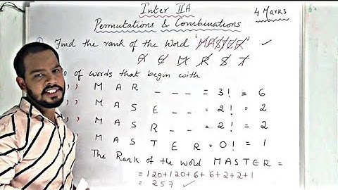 Intermediate (2A) Permutations and Combinations | Finding the Rank Of The Word MASTER ||