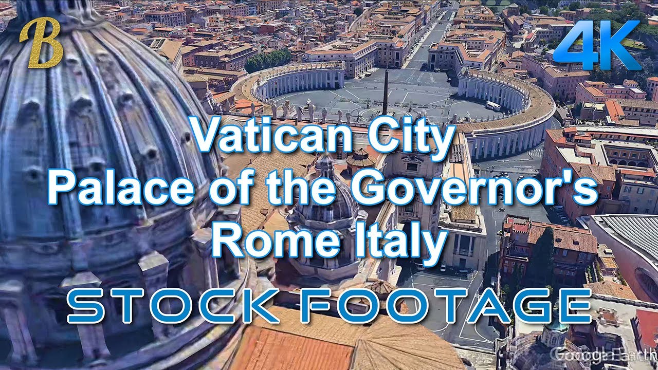 ⁣20200811-Google Earth Flyover Stock Footage Vatican City Palace of the Governor's Rome Italy 4k