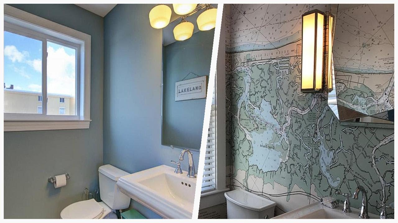 75 Mid-sized Coastal Powder Room Design 😊 - YouTube