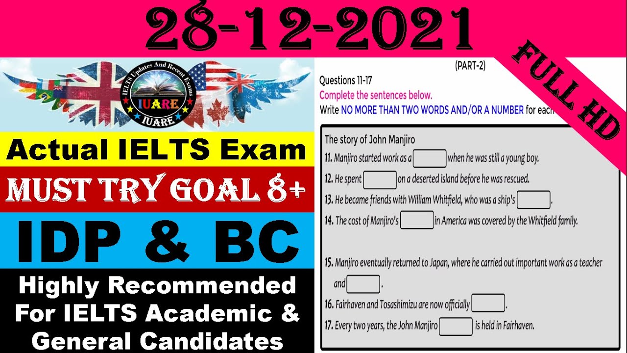 IELTS Listening Actual Test With Answers  IELTS Listening Actual Test 2021  28 12 2021