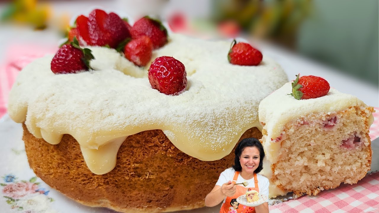 O MELHOR BOLO DE MORANGO! FÁCIL, RÁPIDO E SUPER FOFINHO