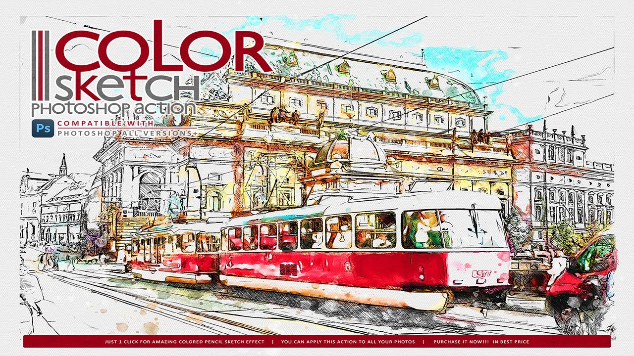 Color Sketch Photo Effects | Photoshop Action | Video Guide