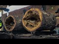 Two Huge Logs Split at the Same Time – Tense Process at the Traditional Sawmill