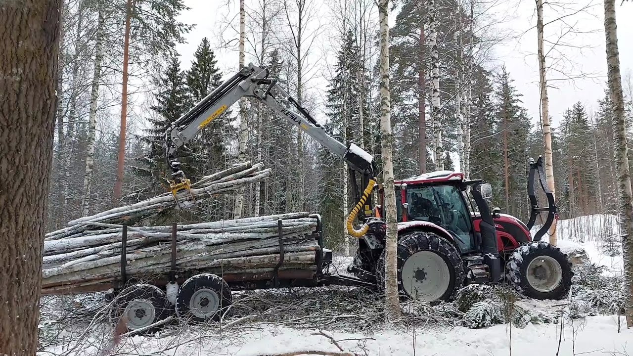 Puunajoa Valtra ja Kesla 304T