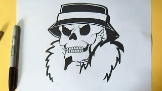 cómo dibujar un cráneo Personaje cholo | Wizard art - by Graffiti Wörld -  YouTube