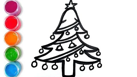Christmas Tree Drawing Painting And Coloring For Kids Let's Paint Together #christmastree