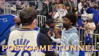 📺 Stephen Curry carries Canon to locker room, Draymond on TV (also crowd welcomes Kuminga)