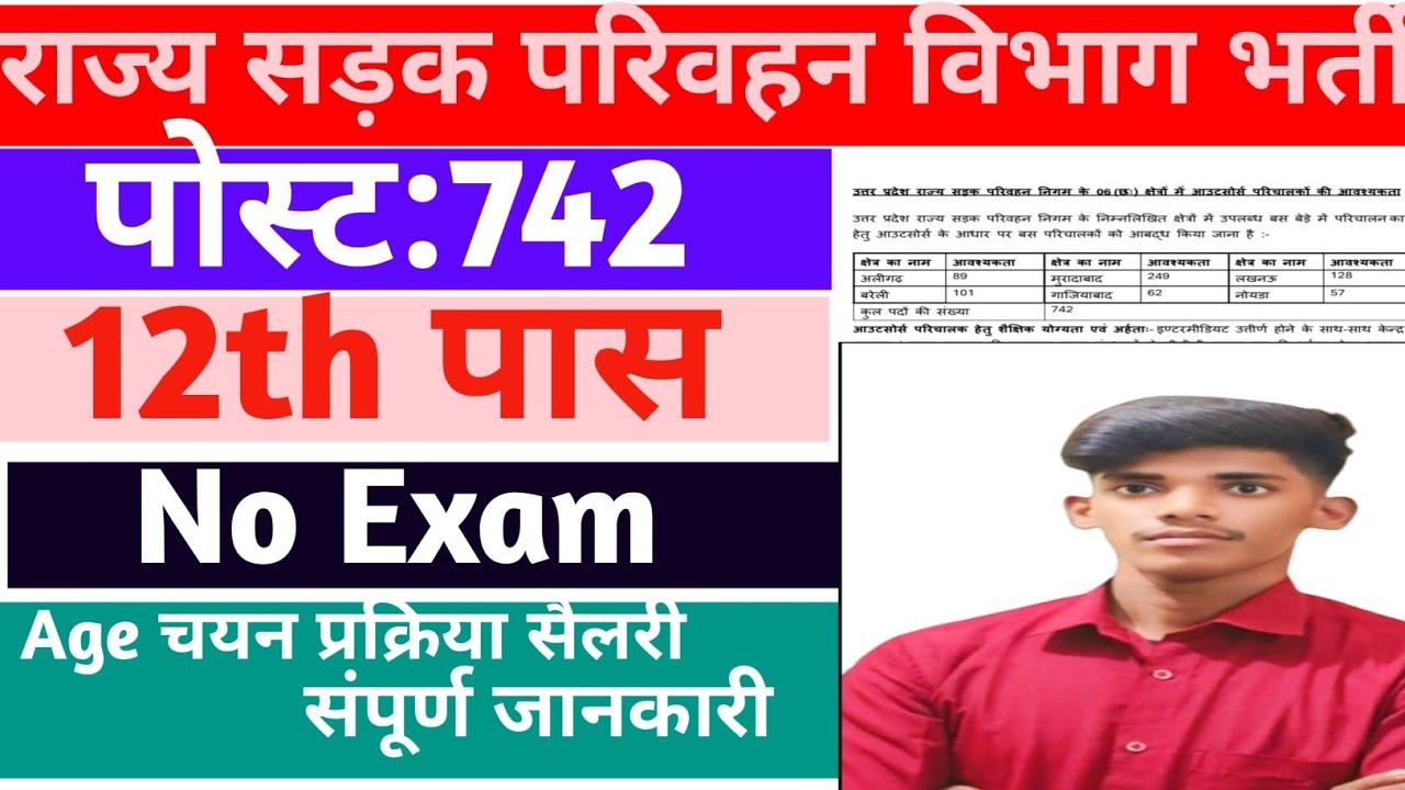 राज्य सड़क परिवहन विभाग नई भर्ती 2024 | State Road Transport Department Vacancy 2024 | 12th पास
