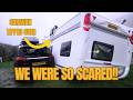 Our Neighbour's Caravan TIPPED OVER during storm Dave and Hit Our Car!!  We Watched It Happen!!