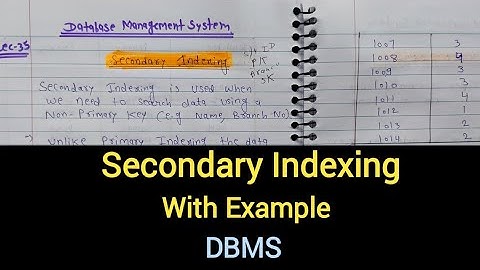 Secondary Indexing with Example in DBMS | Secondary Indexing in Database | DBMS