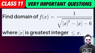 Find the domain of f(x) =1/(sqrt([x]^2-[x]-6) where [x] is greatest integer function 