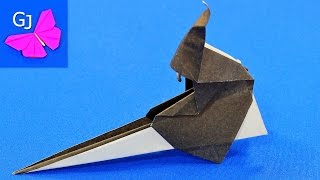 Оригами из бумаги ВЕДЬМА НА МЕТЛЕ на Хэллоуин / Origami Witch