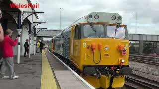 50049 and 50007 Depart Eastleigh works in new Large BR Logo 9th August 2024