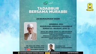 AAM 2022 Tadabbur Surah Al-Maidah, Ayat 2 – Membina Jiwa Kesukarelawanan.