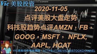 2020-11-05点评美股大盘走势科技股趋势点评AMZN，FB，GOOG，MSFT， NFLX, AAPL, HCAT