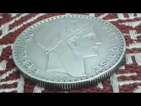 Great Price If You Have This Rare Old Silver From 1933 French 20 Francs Turin, Short Branches Coin