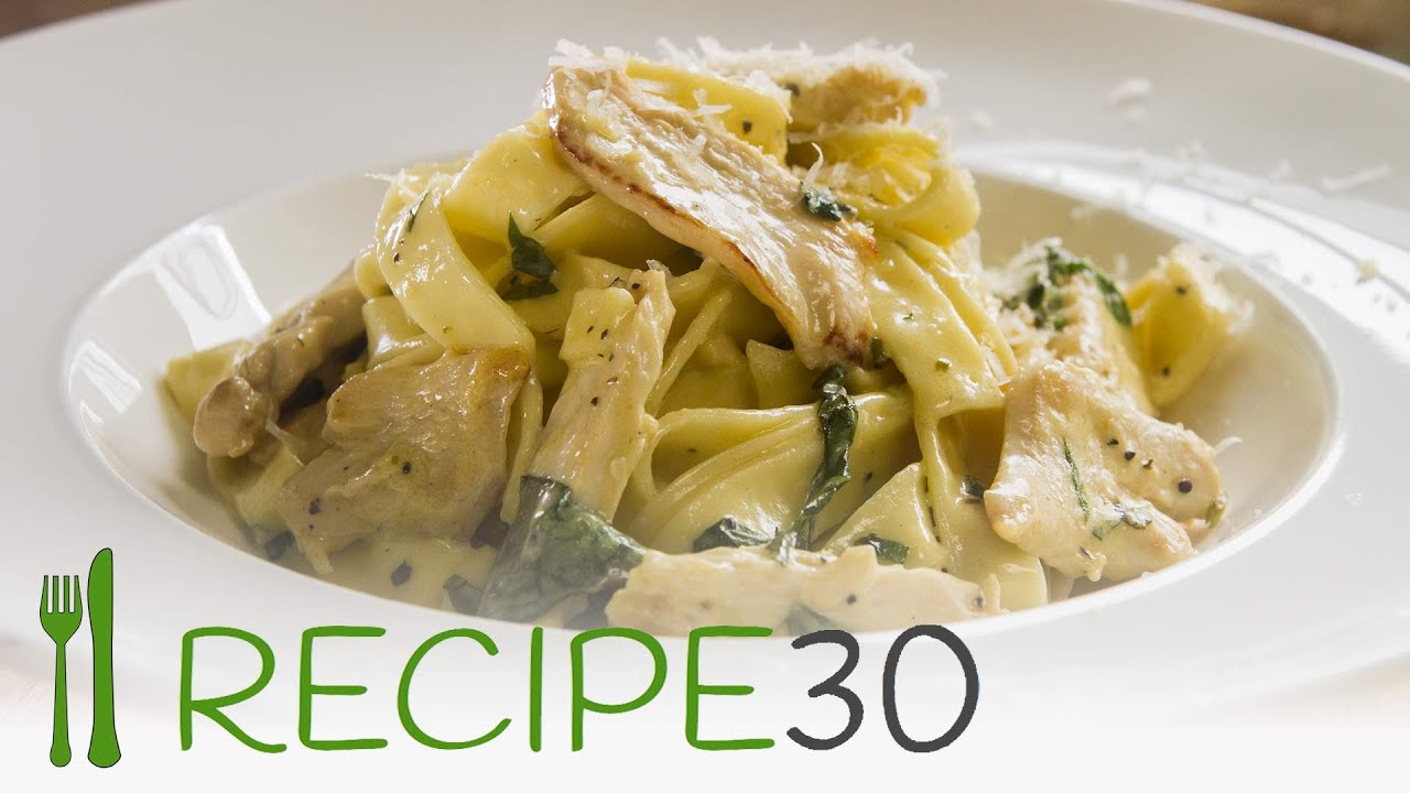 Chicken fettucine Alfredo with cream basil sauce | Recipe30