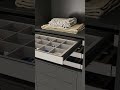 Leather Touch Undermount Rail Divided Drawer / Gizli Raylı Bölmeli Çekmece #interiordesign #wardrobe