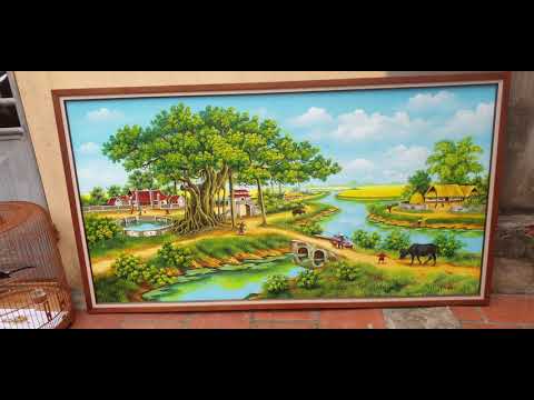 Bức tranh làng quê mang vẻ đẹp thanh bình  BỨC TRANH LÀNG QUÊ ĐẸP THANH BÌNH - TRANH PHONG THUỶ