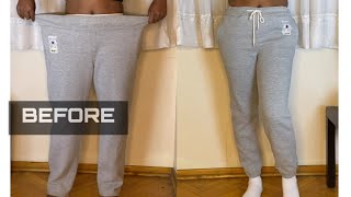 HOW TO DOWNSIZE AN OVERSIZED SWEATPANTS #alteration #converse #thriftflip