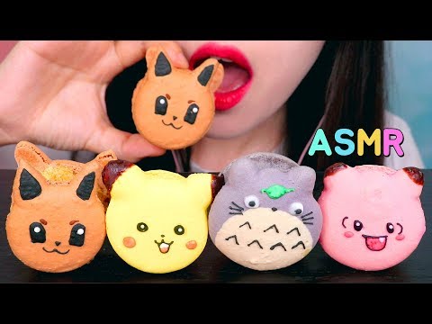 (SUB)<strong>ASMR</strong> Eating <strong>Cute</strong> Character MACARONS (SOFT EATING SOUNDS) NO TALKING MUKBANG