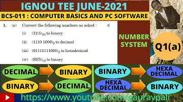 Number System | Binary | Decimal | Hexa | BCS-11 Computer Basics and PC Software TEE June 2021 Q1a